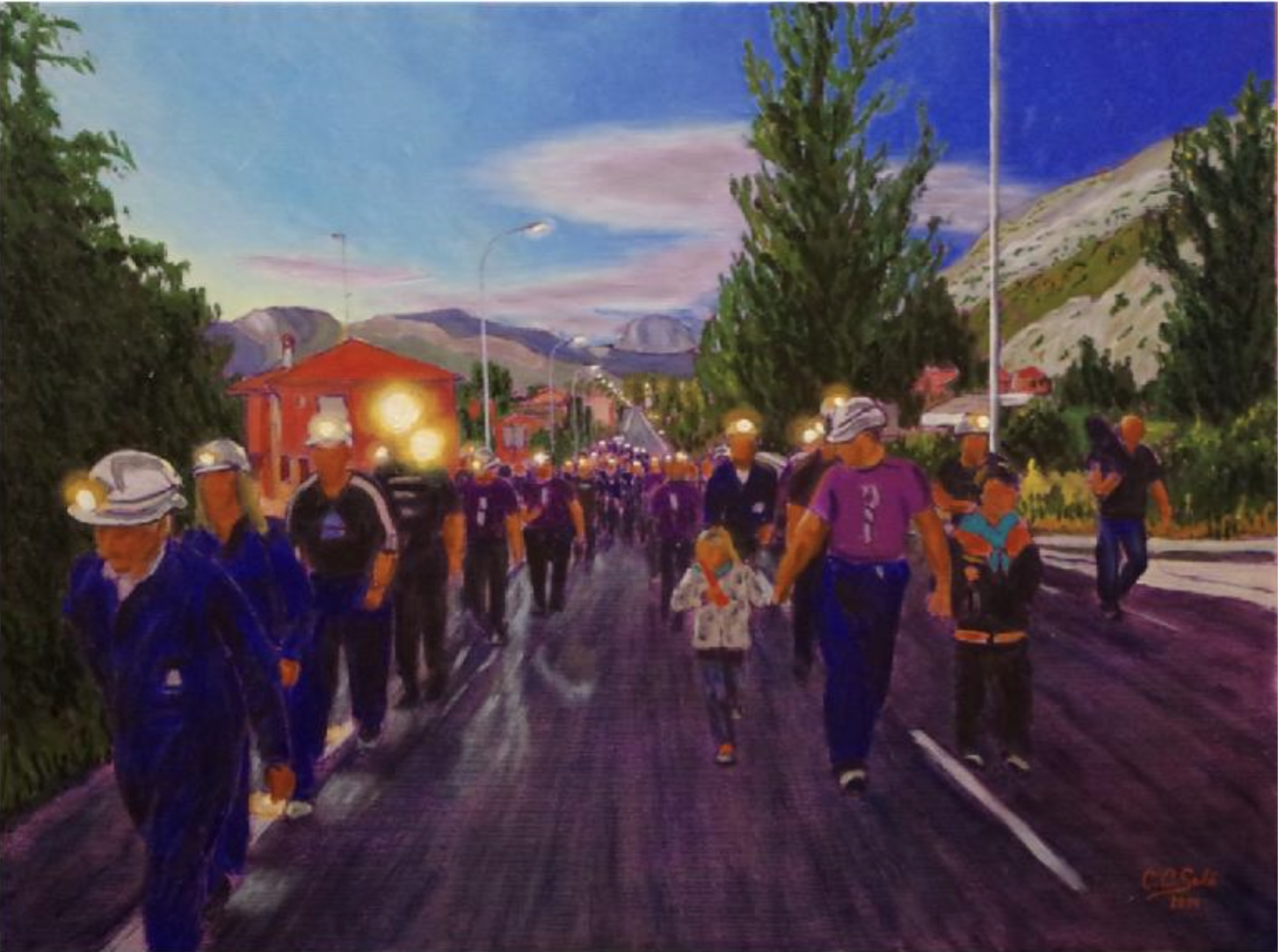 Marcha negra al atardecer